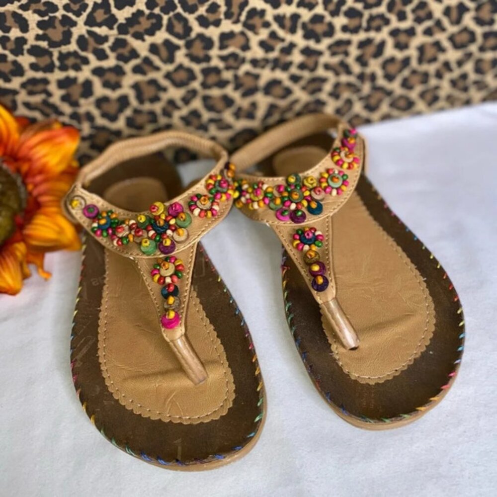 🌻5/$25🌻EMERY ROSE Beaded Decor Slingback Thong Sandals | Size 41 | SHEIN
